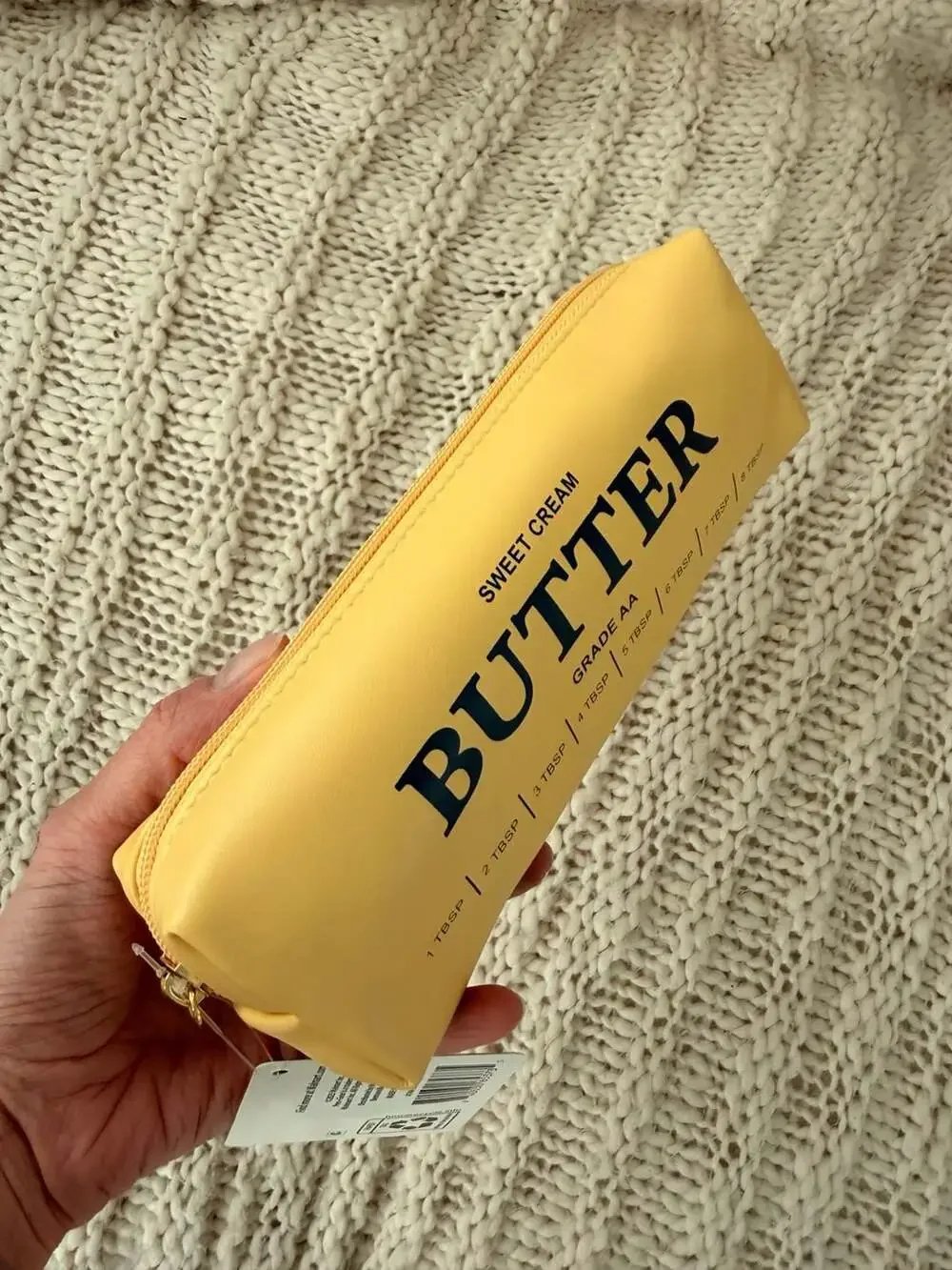 Butter Yellow Novelty Soft Pencil Case Pouch College School Supplies, Pencil Box